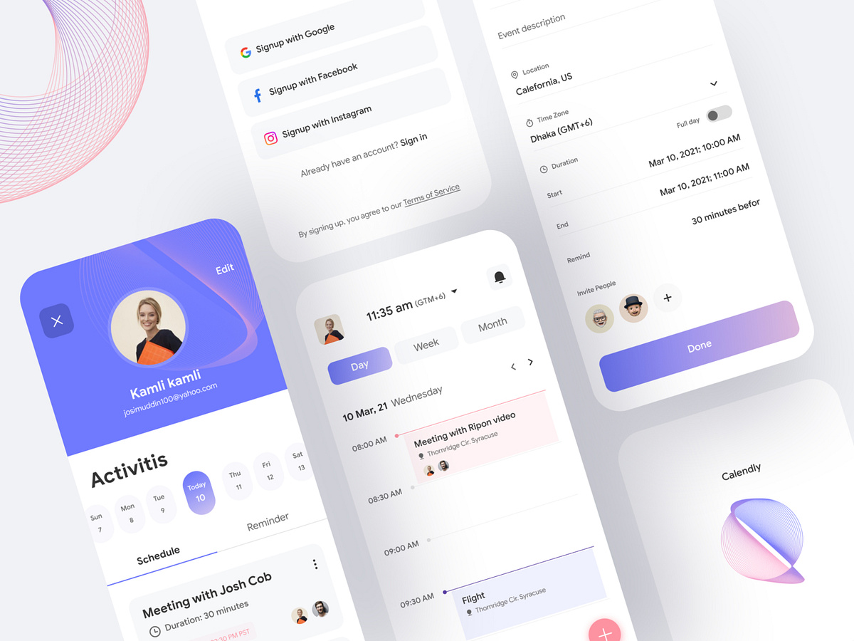 Calendar app ui ux design by Josim Uddin for Dude Shape on Dribbble