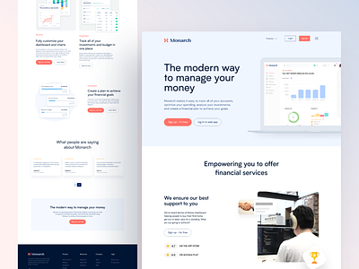 Monarch Website landing page UI Redesign agency banking best shot branding dashboard design finance fintech mobile app design money management portfolio product design redesign startup ui ui design ux ux design web app website