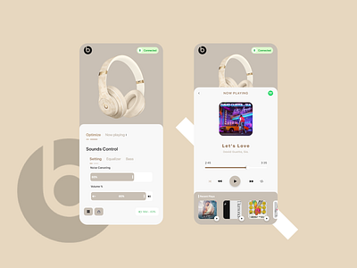 Beats Headphone Control App UI Design app app concept app design app designer app ui application modern modern app modern ui music app ui design
