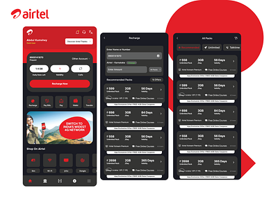 Airtel App Ui Modern Design Concepts airtel concept app bill app concept app design app design ui ux app designer concept concept app concept design concepts dark app dark mode app modern ui design point of sale