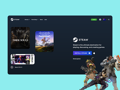 Steam UI designs, themes, templates and downloadable graphic