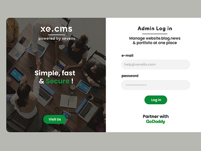 Modern Log In Page for xevello cms