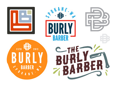 Burly Barber b barber barbershop burly logo monogram pnw spokane