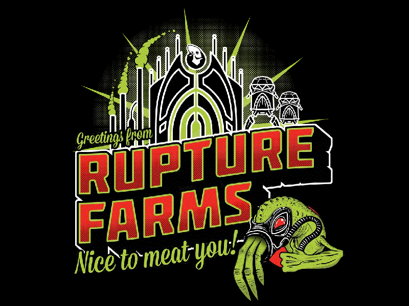 Greetings From Rupture Farms greetings from oddworld rupture farms tshirt vintage postcard