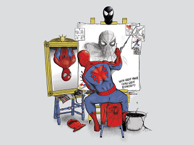 The Triple Parker art design graphics illustration marvel norman rockwell spiderman t shirt