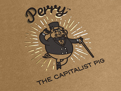 Capitalist Pig character foil gold foil illustration money packaging pig