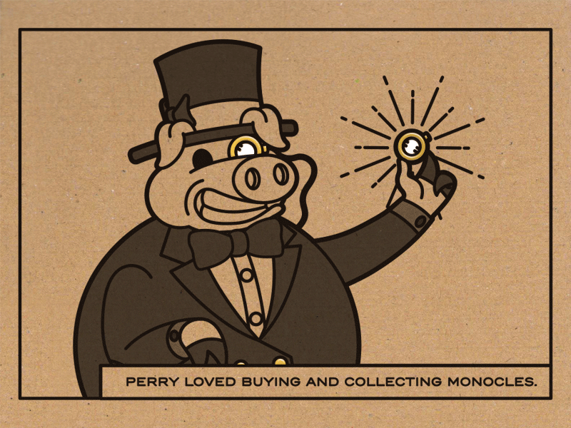 The Story Of Peryy The capitalist Pig comic cute foil fun illustration kids money packaging pig