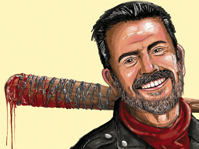 I want you to know me! illustration negan painting vintage walking dead