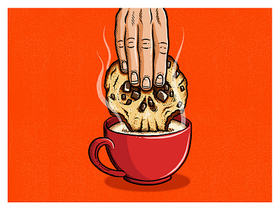 Carbs Calories & Caffine art coffee cookie death illustration skull