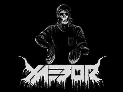 Xaebor EP cover album dubstep electro illustration music skull