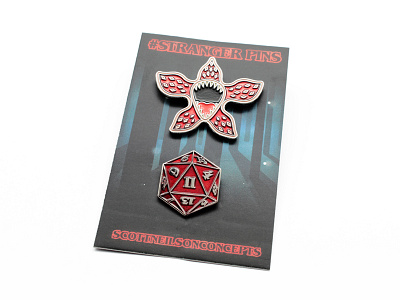 Stranger Pins 20d dice demogorgon dice dungeons and dragons enamel pin