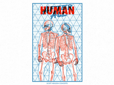 Human After All 3d album cover anaglyph daft punk illustration music overlay robots skeleton xray