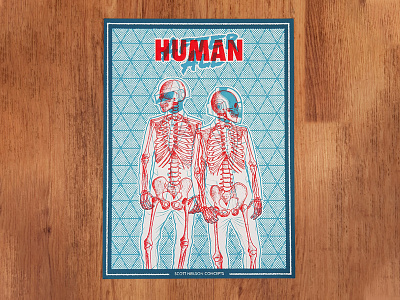 Daft Punk Anaglyph Poster 3d anaglpyh daft punk discovery overlay poster robots screen print