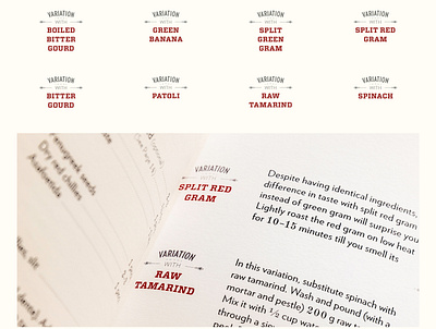 Variation titles / Melodies from my kitchen case study cook book editorial graphic design page layout print typography