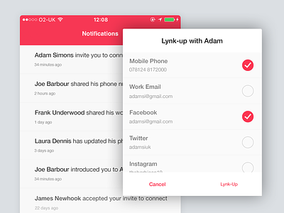 Connecting on Lynker invite ios lynker modal navigation notifications picker