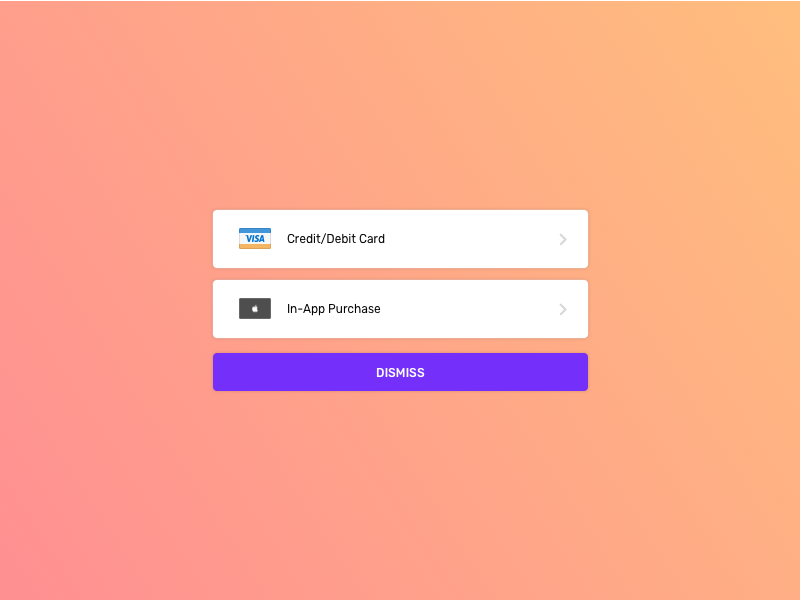 It's time to pay the piper! stripe alert buynow purchase payment visa in-app modal sheet action