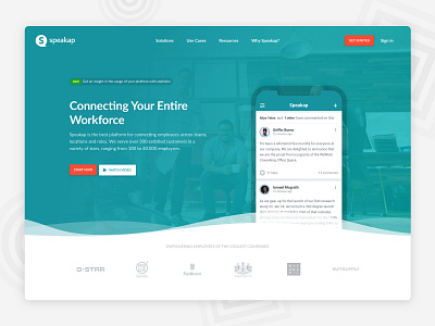 Speakap - Connecting Your Entire Workforce esn landingpage saas website