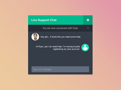 PSD Freebie - Live Support Chat Dark