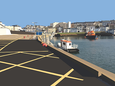 Portrush harbour design illustration vector