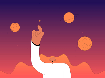 Universe after effects animation animation 2d character animation character design flat design illustrator planets poking stars universe vector wave