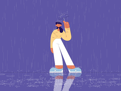 Rain 2d animation after effects animation character design flat design illustration illustrator rain umbrella vector woman