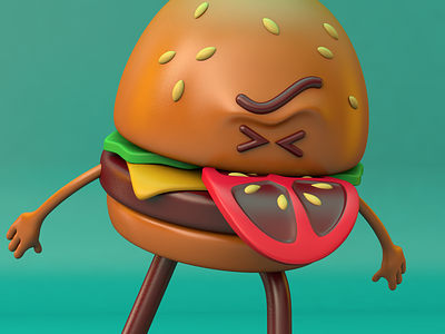 3D Hamburger 3d 3d art 3d character 3d character design 3d character modeling c4d c4dart character design cute hamburger