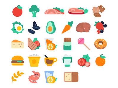 Nutrition icons flat design food icons graphic design icons illustration illustrator ui vector