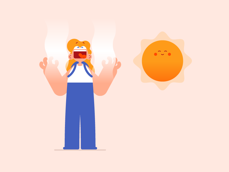 Burning up burning character design heat hot illustration summer sun vector warm