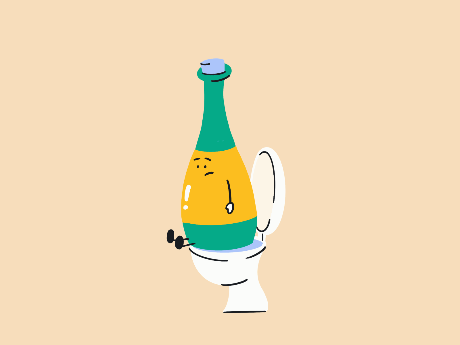 Champagne animation celebration champagne gif illustration illustrator new year pop procreate procreate app toilet
