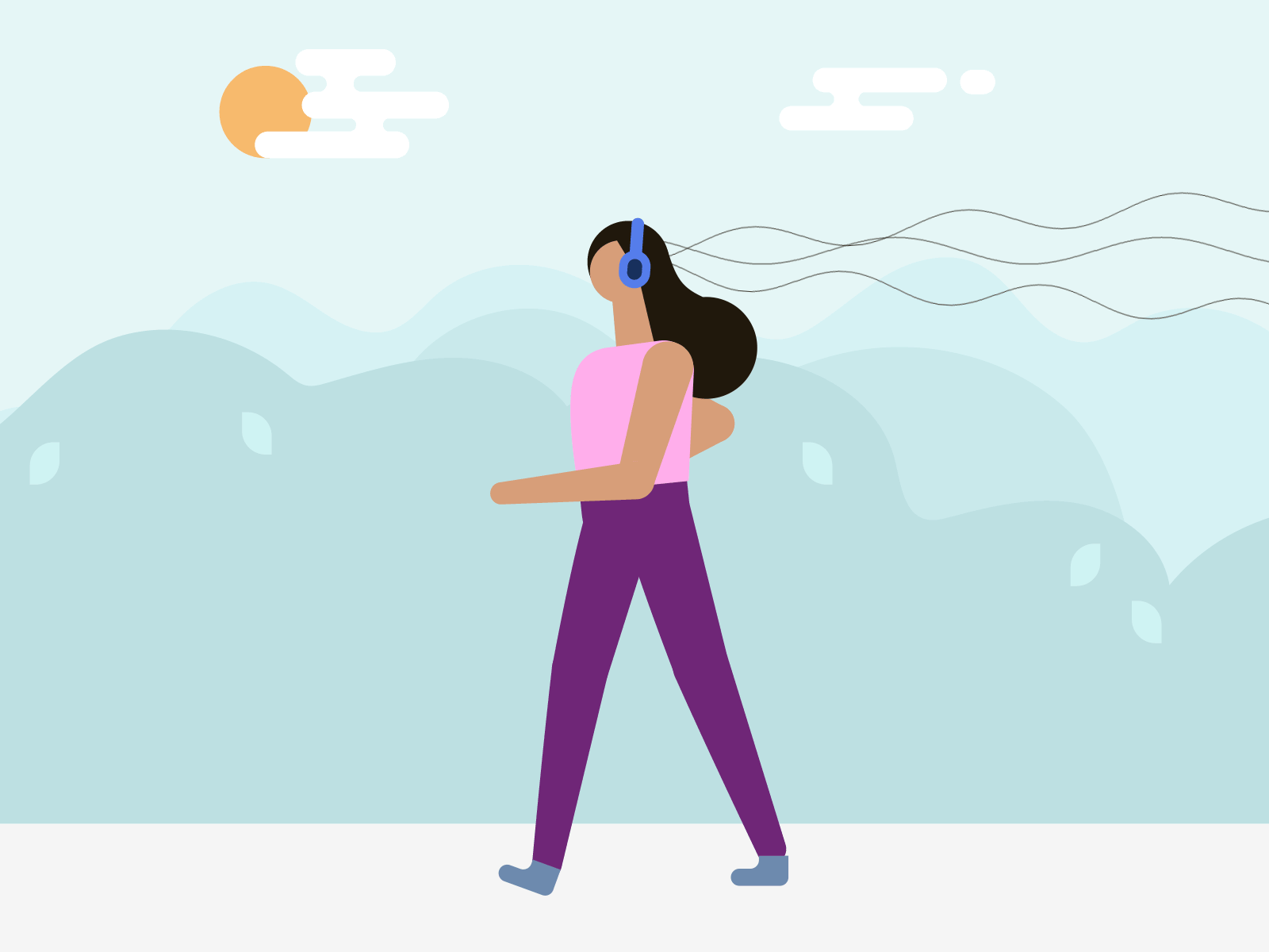 Cardio walking after effects animation cardio flat design gif illustration music park vector walking woman