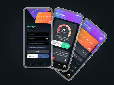 Manage-Credit Card Manager branding graphic design ui ux