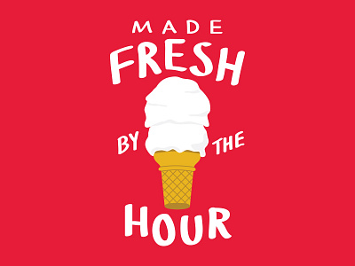 Fresh cone fresh hour ice cream ice cream cone illustration made fresh vintage