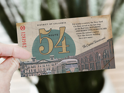 Route 54 District of Columbia capital capitol hill dc design navy yard streetcar ticket vintage washington dc