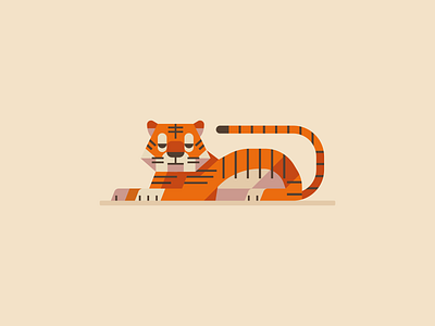 Drowsy Tiger 2d animal animal illustration cartoon cat identity illustration jungle lion logo tiger