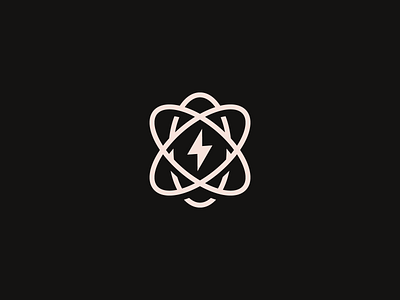 Atom 2d atom brand brand identity branding clean flat icon lightening logo minimal minimalist modern neutron proton thunder weather
