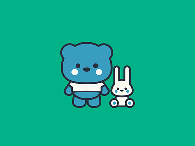 Rabbit and Bear 2d bear branding branding and identity characterdesign flat icon icons mascot mascot character monoline rabbit simple streetwear