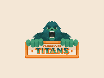 Vancouver Titans 2d ape badge bigfoot flatdesign gorilla illustration mascot minimal monkey monkey logo sasquatch type typography yeti