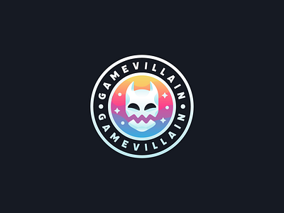 Gamevillain badge brand brand identity branding demon devil flat gradient icon illustration logo mascot mask monster