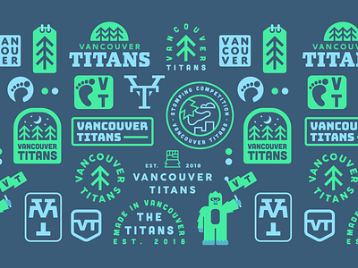 Vancouver Titans Concepts 2d badge bigfoot brand branding flag flat gaming gaming logo icon identity logo minimal nature patch simple tree type