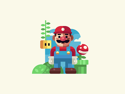 Mario Day 2d badge brand branding cute flat gaming illustration logo man mario minimal nintendo simple vector