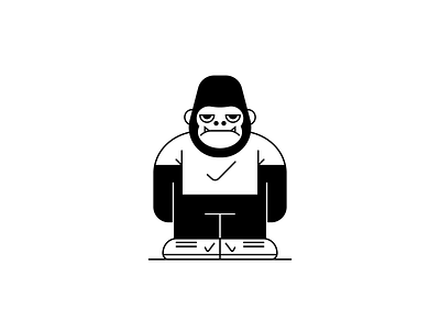 Gorilla 2d ape brand branding character character design flat gorilla identity illustration linework minimal monkey monoline simple