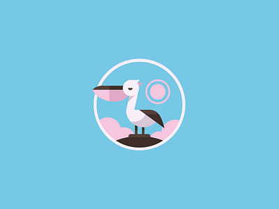 Pelican't 2d badge badges bird bird logo brand branding flat icon illustration logo mascot pelican seagull simple