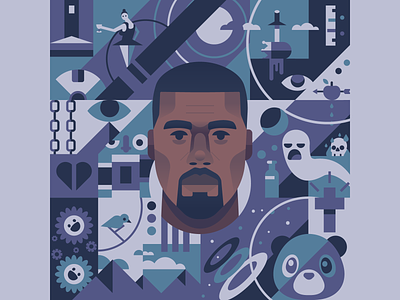 Ye album artist bear collage editorial flat ghost hiphop icon illustration kanye minimal music rap skull sword
