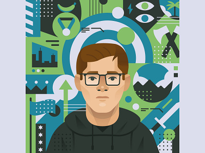 Scump clean collage dribbble esports geometric minimal portrait portrait illustration simple