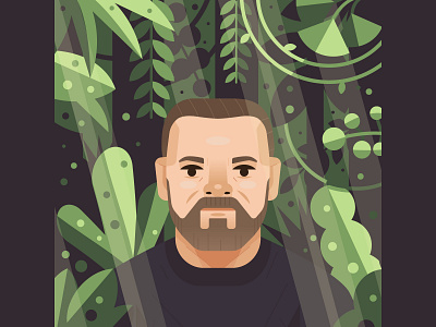 Ricky Gervais forest illustration illustrator jungle leaves portrait wild