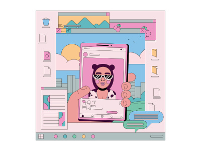 Doja computer doja cat files flat illustration illustrator iphone mountain musician musicians pc phone street