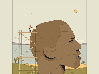 Gold Digger album head illustration illustrator design island kanye music rap statue