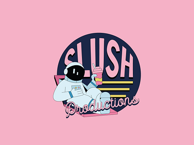 Slush Productions astronaut badge icon illustration logo milkshake movie slushie smoothie space