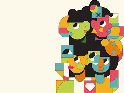 Look abstract circles cubes cubism editoral face faces girl humans illustration illustrator people woman