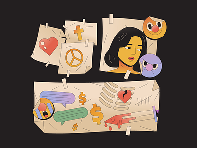 Sword card emoji emotion face girl heart illustration illustrator letter loss love money note relationship skeleton sword swords text texts woman